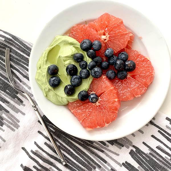 Grapefruit and matcha yogurt for Sunday brunch