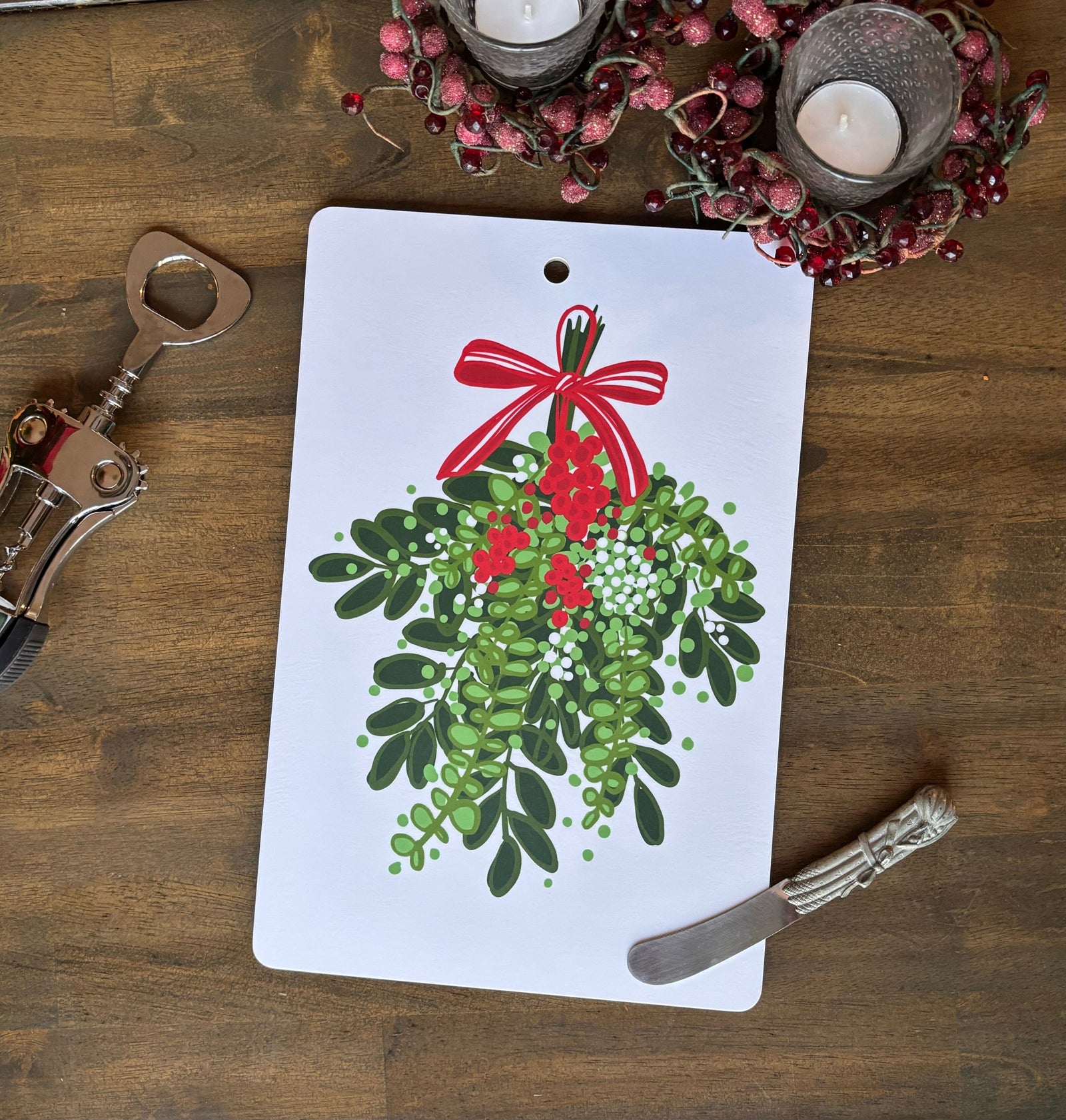 Christmas Greens Swag Cutting Board | FSC Certified birch Cutting Board sweetgum textiles company, LLC 