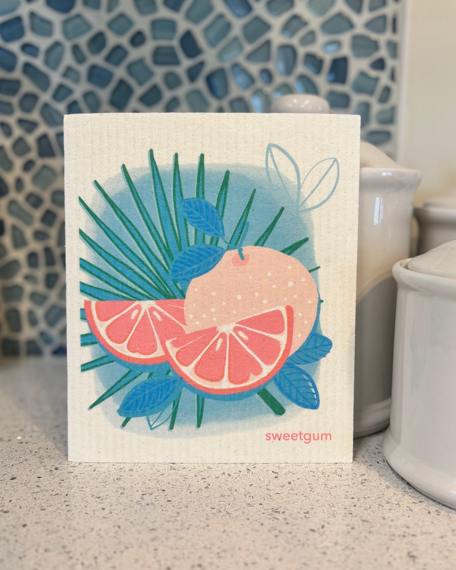 Grapefruit Swedish Dishcloth | Pink & Blue | Sweetgum Home Swedish Dishcloths SWEETGUM TEXTILES CO., LLC 