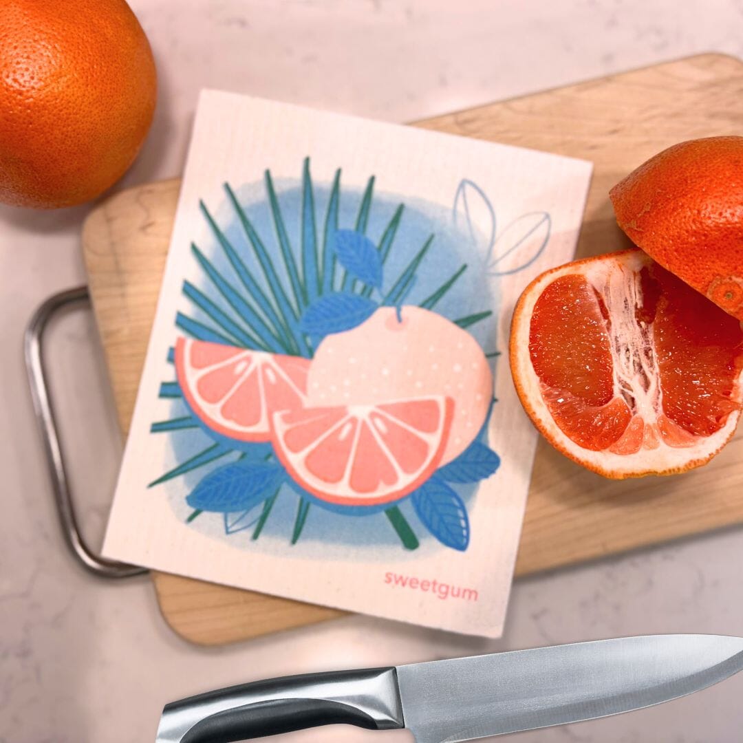Grapefruit Swedish Dishcloth | Pink &amp; Blue | Sweetgum Home Swedish Dishcloths SWEETGUM TEXTILES CO., LLC 