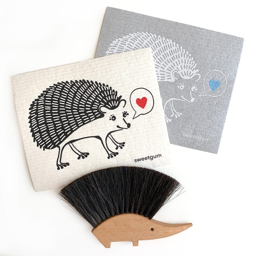 Hedgehog Swedish Dishcloth | black on white Swedish Dishcloths sweetgum textiles company, LLC 
