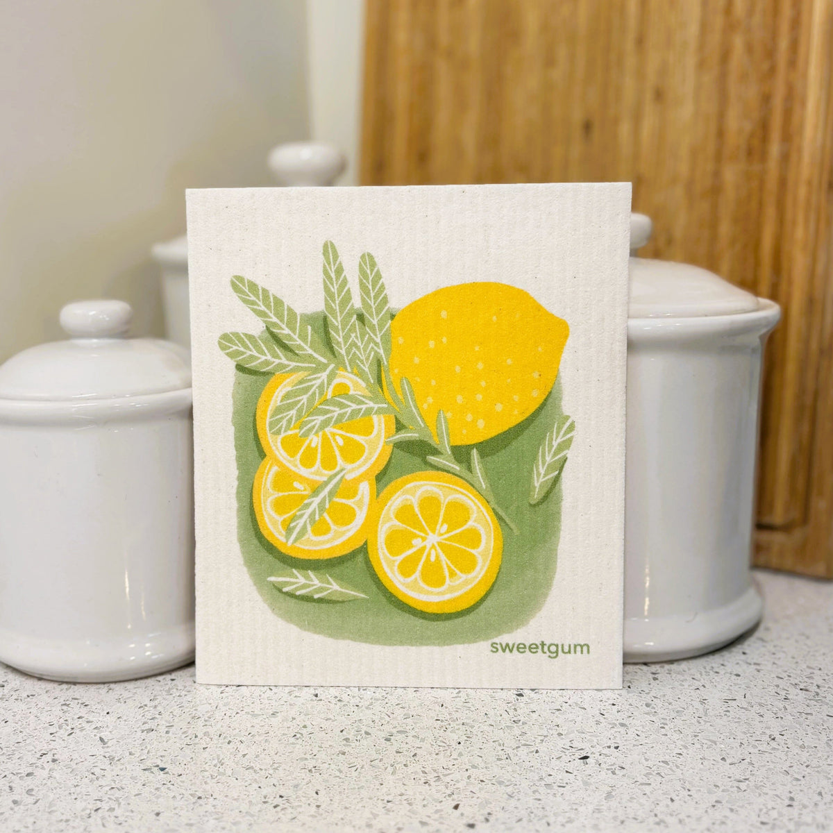 Lemons &amp; Sage Swedish Dishcloth | Yellow &amp; Green | Sweetgum Home Swedish Dishcloths SWEETGUM TEXTILES CO., LLC 