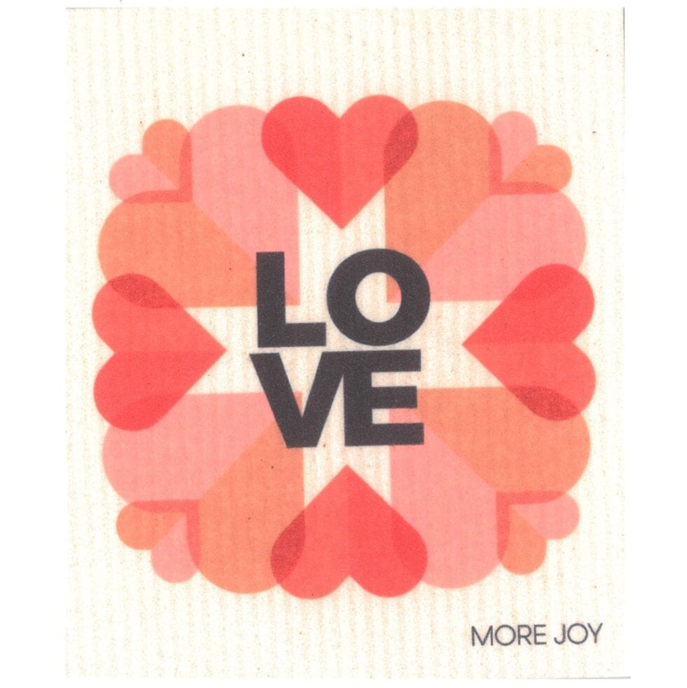 LOVE in a Flower of Hearts | White & pink Swedish Dishcloths SWEETGUM TEXTILES CO., LLC 