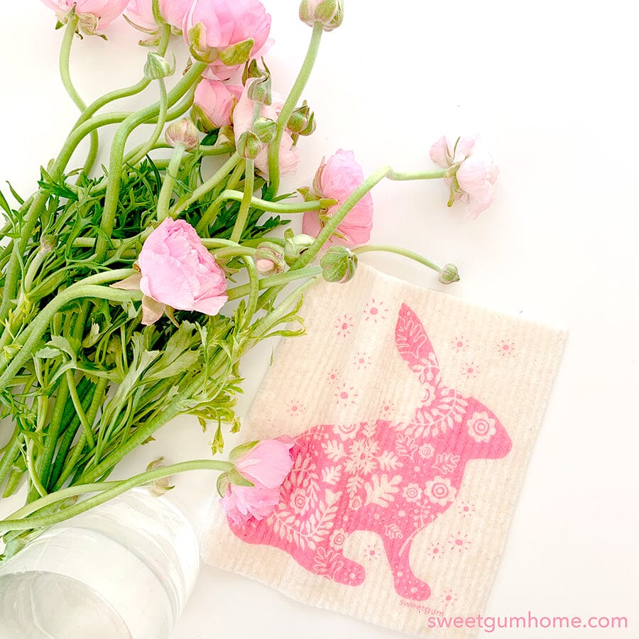Pink Bunny Swedish Dishcloth Swedish Dishcloths sweetgum textiles company, LLC 