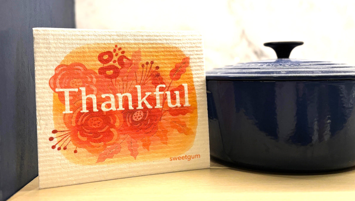 Thankful Swedish Dishcloth | Orange and Burgundy Swedish Dishcloths sweetgum textiles company, LLC 