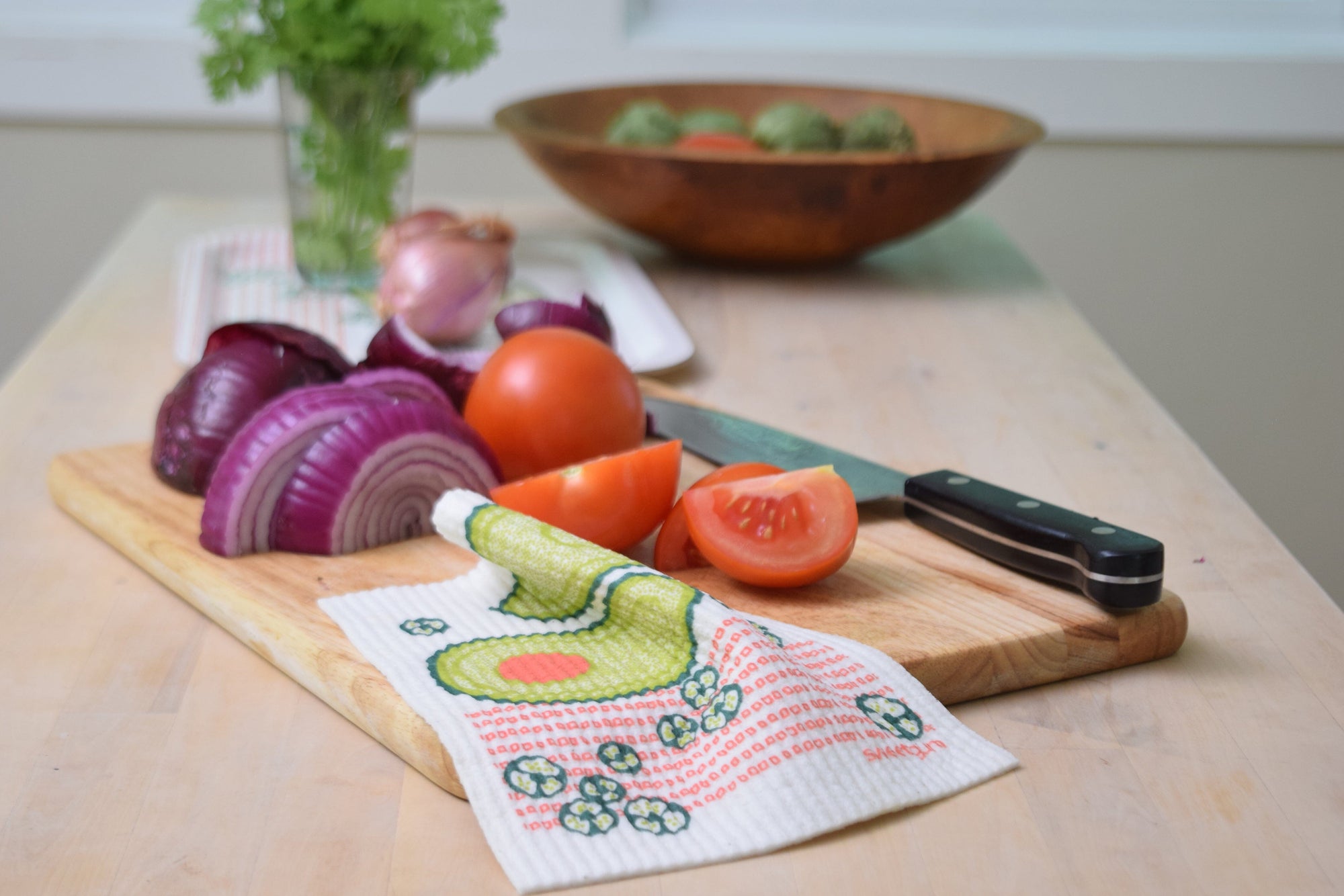 Avocado Swedish Dishcloth | Green/ Coral | Sweetgum Home Swedish Dishcloths SWEETGUM TEXTILES CO., LLC 