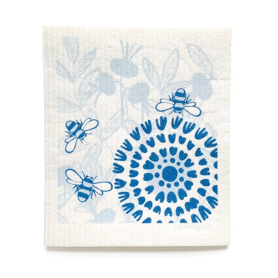 Bloom in Blue Swedish Dishcloth | Blue | 8&quot; x 6.75&quot; | Swedish Dishcloths sweetgum textiles company, LLC 