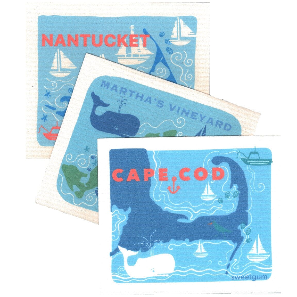 Cape Cod & Islands | Bundle of 3 Swedish Dishcloths Swedish Dishcloths sweetgum textiles company, LLC 
