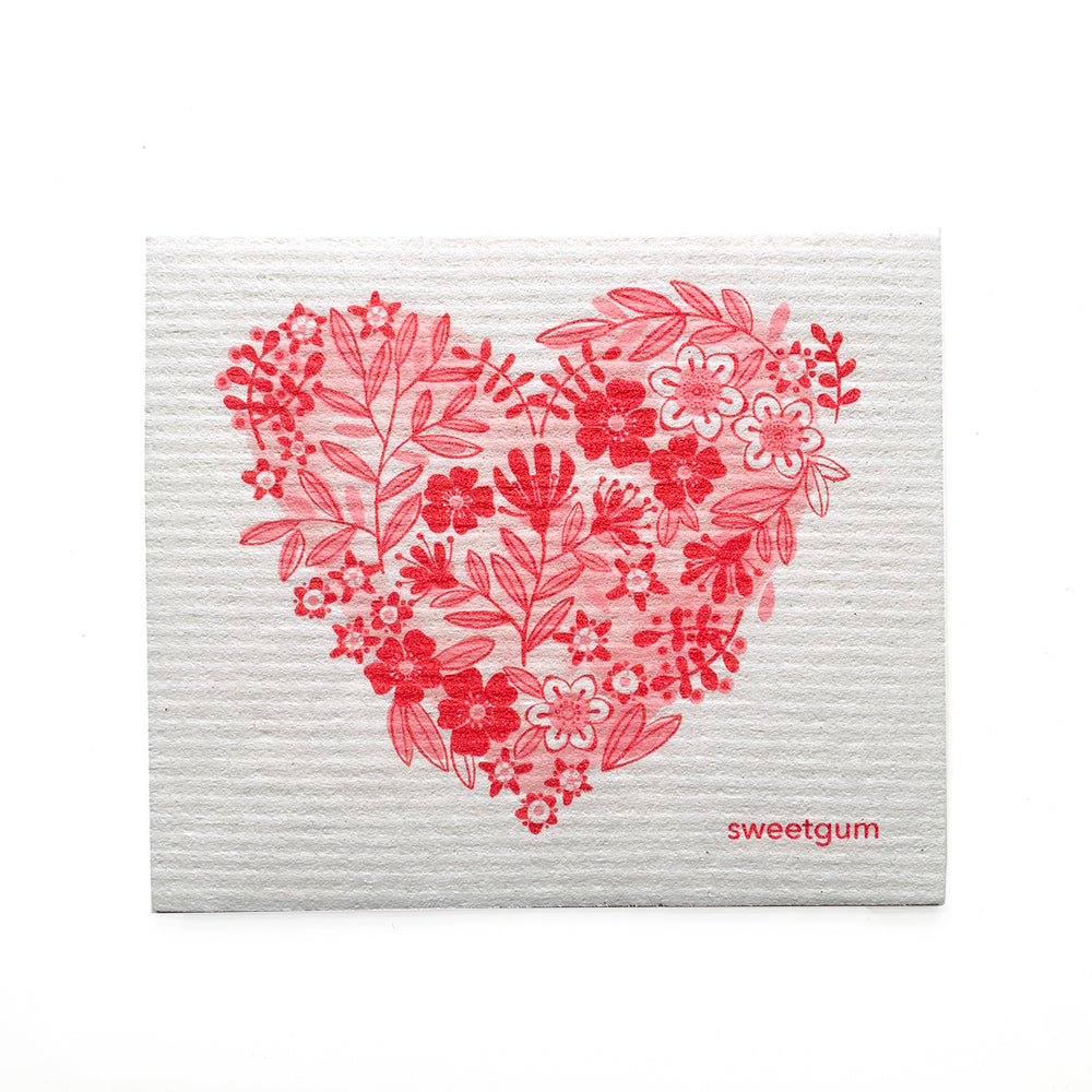Floral Heart Swedish Dishcloth Swedish Dishcloths sweetgum textiles company, LLC 