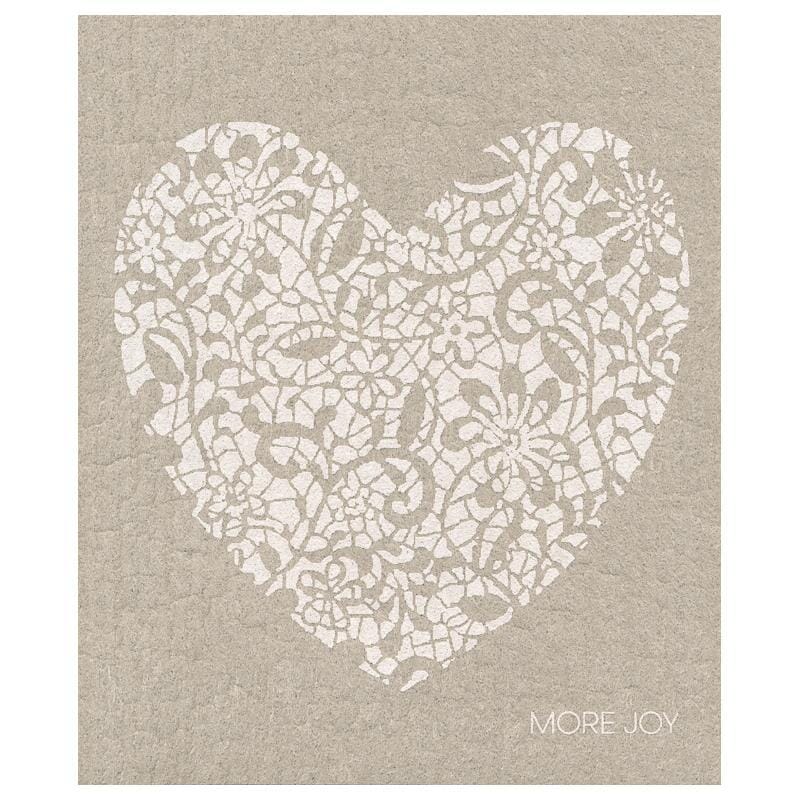 Flower Heart | White on Grey Swedish Dishcloth Swedish Dishcloths SWEETGUM TEXTILES CO., LLC 
