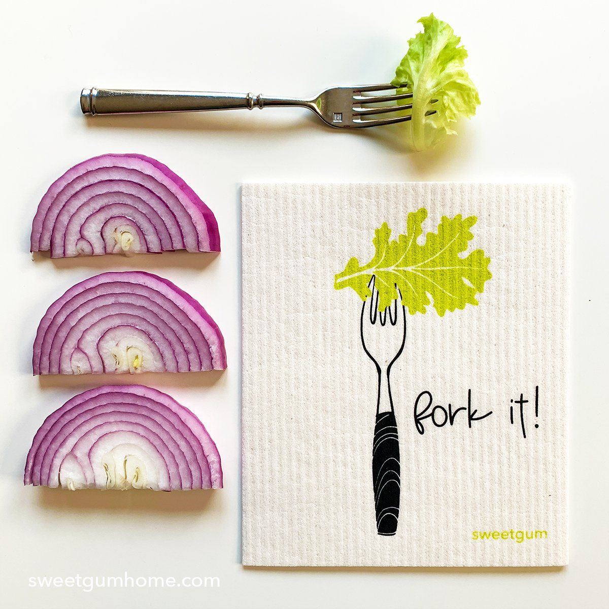 Fork It Swedish Dishcloth | Green | 8" x 6.75" | Swedish Dishcloths sweetgum textiles company, LLC 