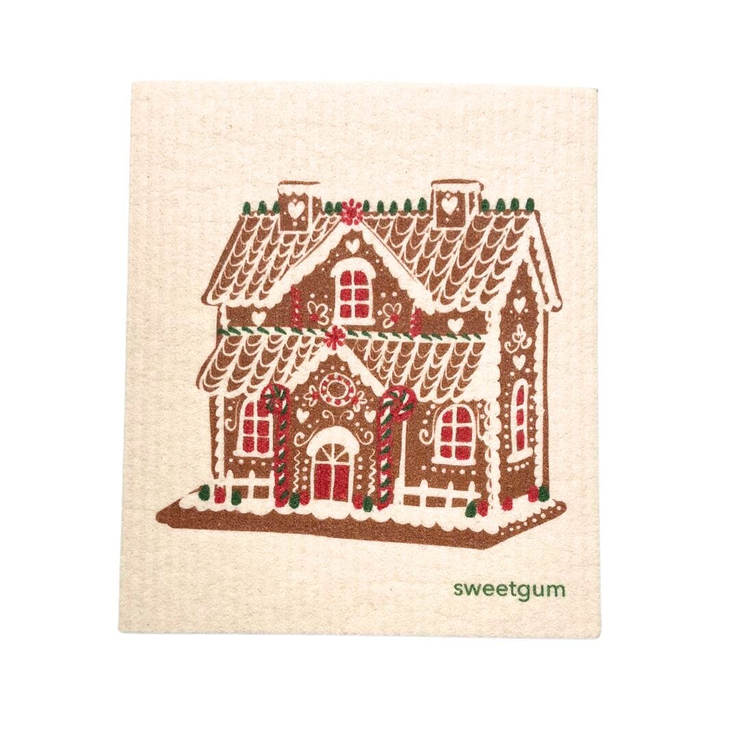 Gingerbread House Swedish Dishcloth | Sweetgum Home Swedish Dishcloths sweetgum textiles company, LLC 