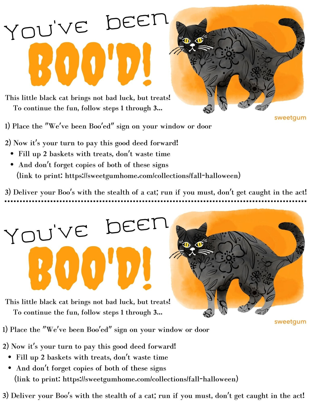 Halloween Cat &quot;Boo!&quot; Digital Download Recipe sweetgum textiles company, LLC 