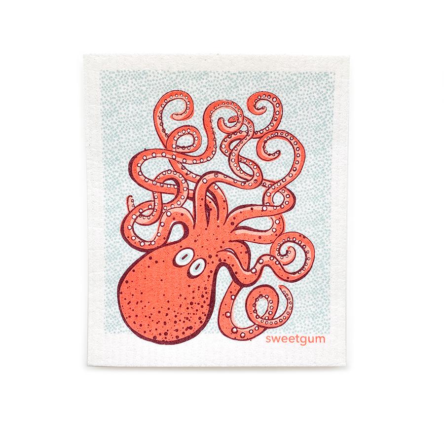 Octopus Swedish Dishcloth | Pink/ Coral | 8" x 6.75" | Sweetgum Swedish Dishcloths SWEETGUM TEXTILES CO., LLC 