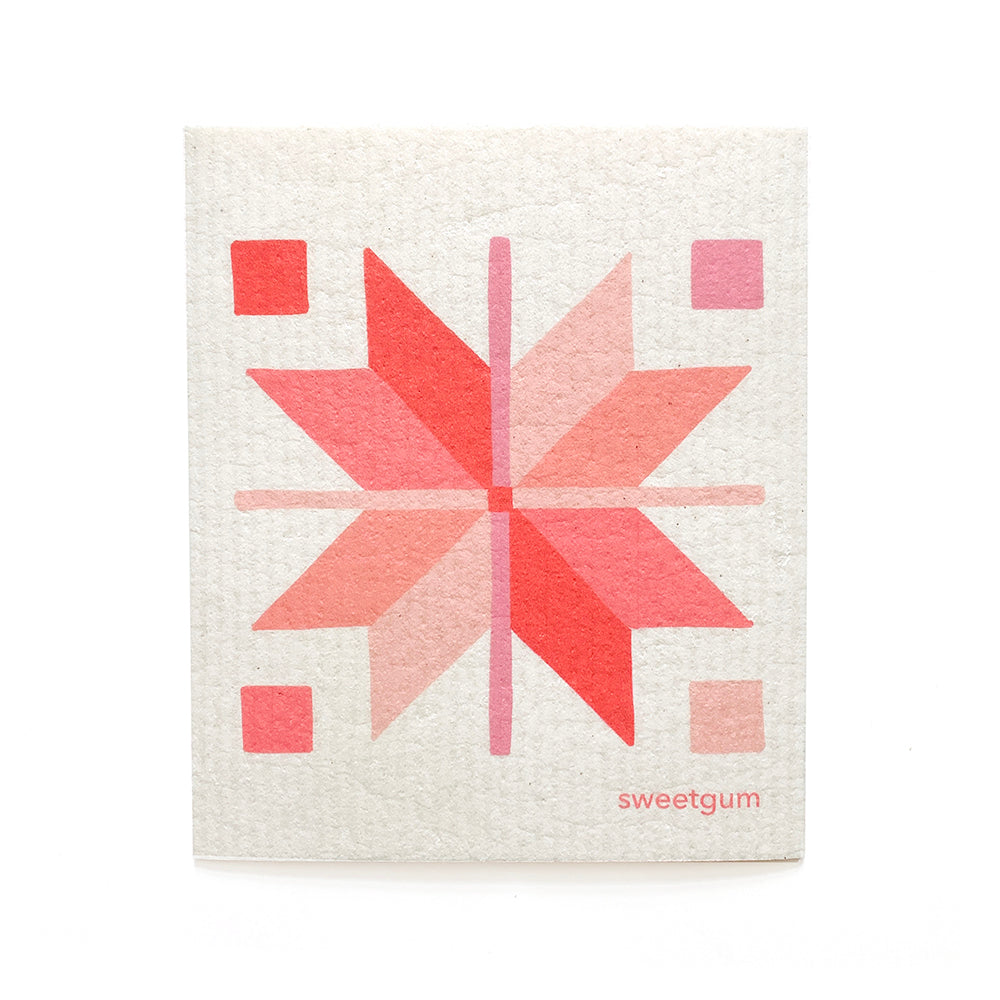 Pink Quilt Star Swedish Dishcloth Swedish Dishcloths sweetgum textiles company, LLC 