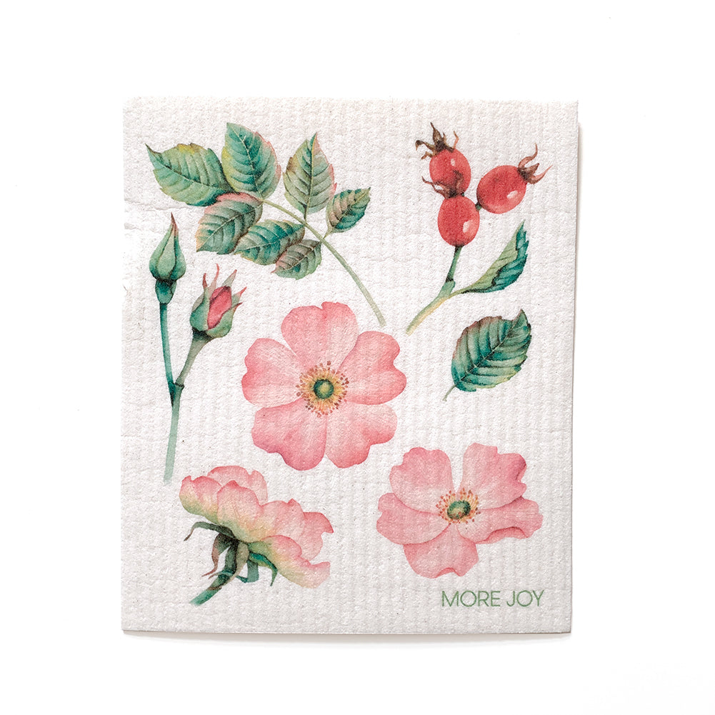 Pink Roses Swedish Dishcloth Swedish Dishcloths SWEETGUM TEXTILES CO., LLC 