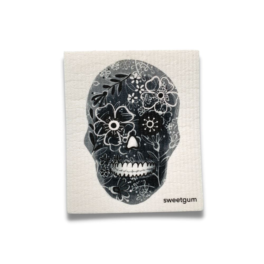 Skull Swedish Dishcloth | Black | Sweetgum Home Swedish Dishcloths sweetgum textiles company, LLC 