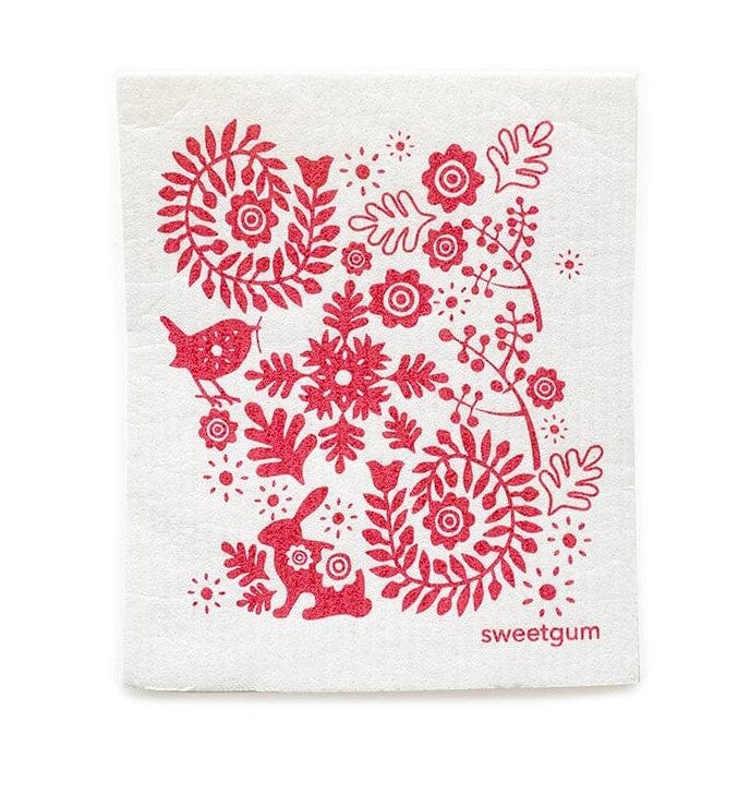 Small Red Bunny Rabbit Swedish Dishcloth Swedish Dishcloths SWEETGUM TEXTILES CO., LLC 