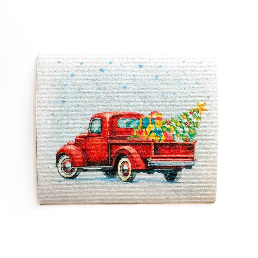 Vintage Truck Dishcloth | Red Swedish Dishcloths sweetgum textiles company, LLC 