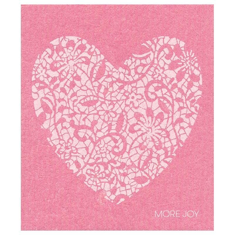 White Heart on Pink Swedish Dishcloth Swedish Dishcloths SWEETGUM TEXTILES CO., LLC 
